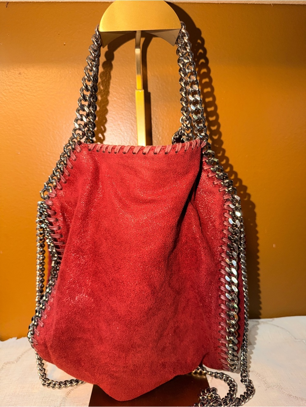 Stella McCartney Red Falabella-Style Chain Shoulder Bag - Picture 4 of 10